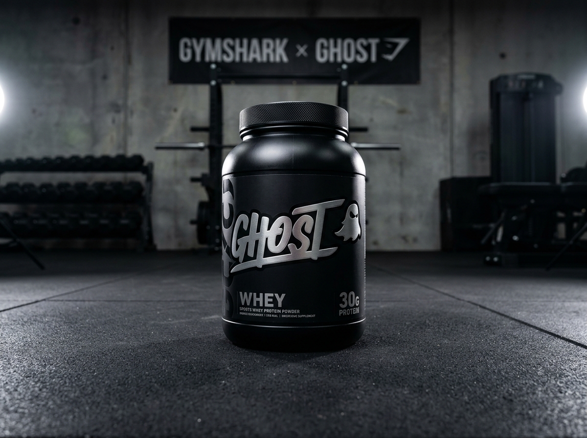Kreoto AI - Sports Whey Protein Tub on Dark Industrial Gym Floor with Spotlights