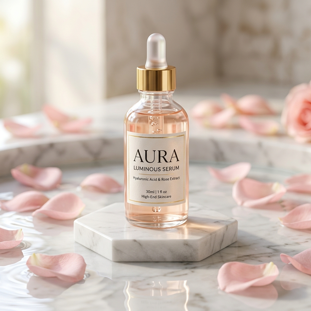 Beauty & Skincare - Botanical & Marble Elegance | Kreoto AI Product Photography